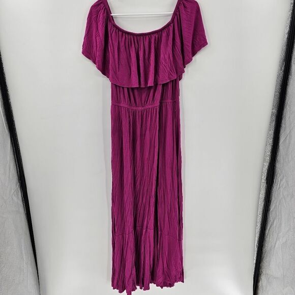 Lane bryant dress maxi 10 12 purple pink magenta off shoulder - Picture 1 of 5